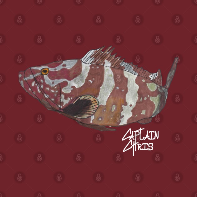 Nassau Grouper for dark shirts by CaptainChrisArt