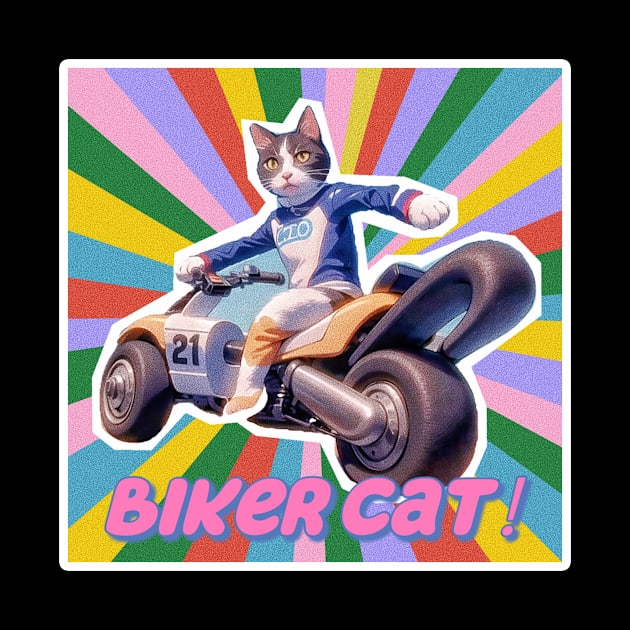 Biker Cat,Racer Cat by LycheeDesign