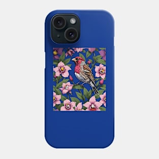 New Hampshire Purple Finch And Pink Ladys Slipper Phone Case