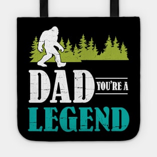 Dad Bigfoot You're A Legend Happy Father Parent Summer Independence Summer Day Vintage Retro Tote