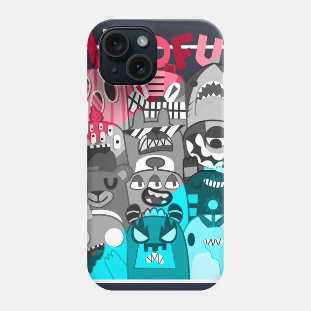 Red Cyan Doodle CHILL ZONE Phone Case by chachazart