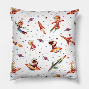 Vintage Space Japanese White Pillow