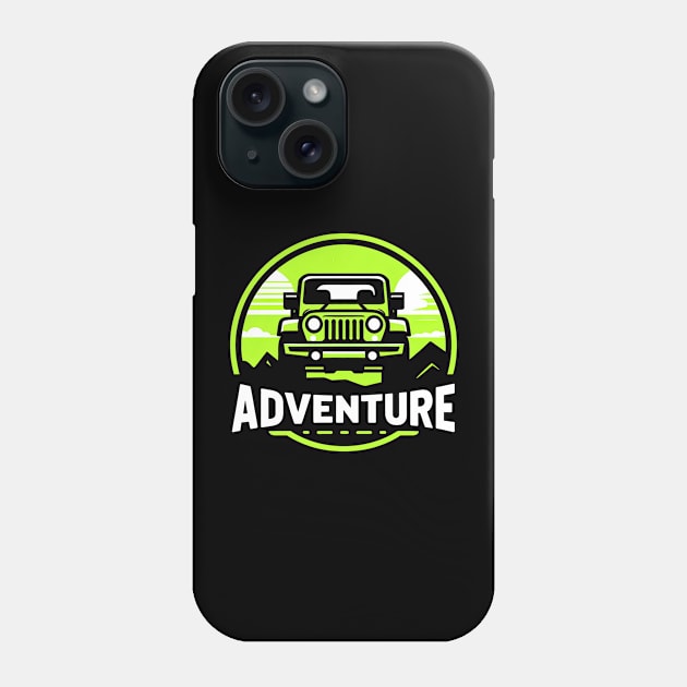 Jeep Wrangler Adventure Lime Green Phone Case by Syntheous