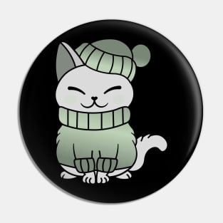 Cute Cozy Colorful Snow Winter Cat Kitty Pin