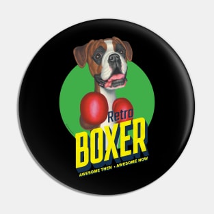 Retro Boxing Boxer Dog Pin