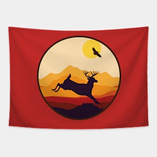 Deer Sunset Tapestry