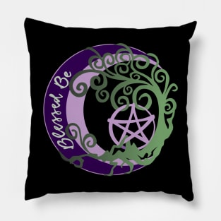 Wiccan Pagan Witch Tree of Life, Blessed Be Art, pentacle Pillow