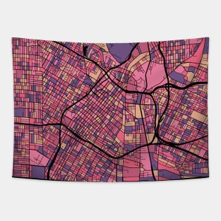 Los Angeles Map Pattern in Purple & Pink Tapestry