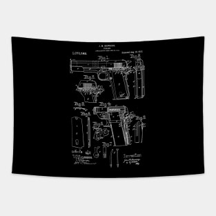 1911 Pistol Takedown Patent (white) Tapestry