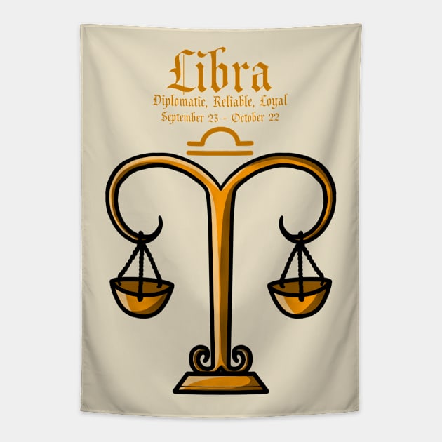 Libra Zodiac Sign Dates & Traits Tapestry by Pheona and Jozer Designs