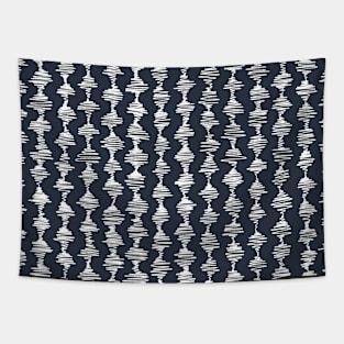 Bobbles on a wire, organic linked circles, in navy and white Tapestry