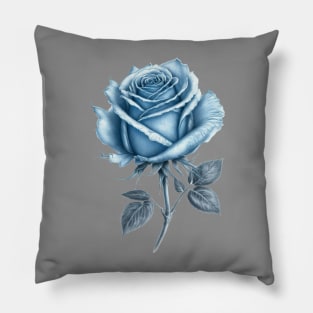 Blue Rose Drawing, Flower Drawing, Gift For Her Pillow