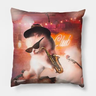 Persian Cat Playing Saxophone Sax Pillow