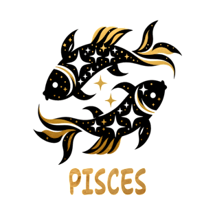 silhouette golden Pisces Zodiac Sign Astrology born February March april Birthday Pisces Zodiac Horoscope February March April Birthday T-Shirt