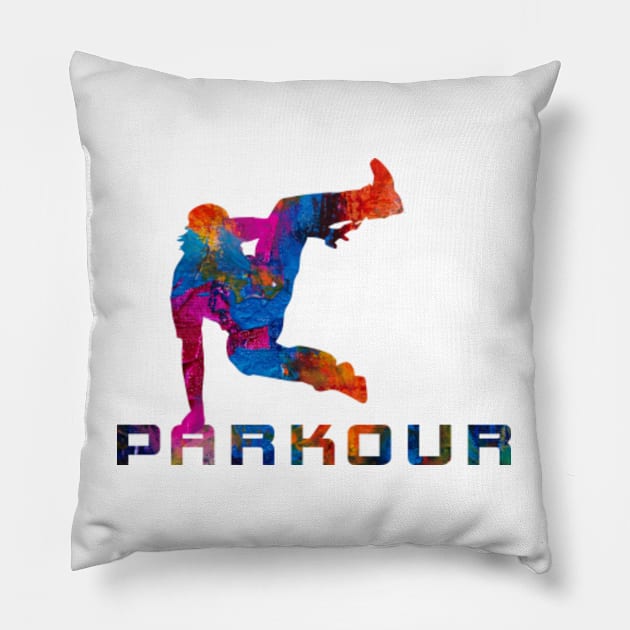 parkour Pillow by Teeeshirt