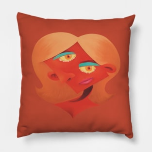 abstract woman with turquoise eye shadow Pillow