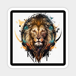 Lion Portrait Animal Painting Wildlife Outdoors Adventure Magnet