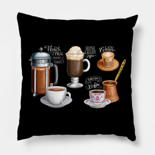 Hand Drawn Back Board Coffee Drinks Pillow