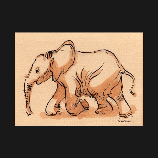 Strolling Along - Elephant Watercolor Painting #23 by tranquilwaters