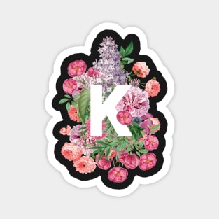 Romantic Letter K with Vintage Flowers Magnet