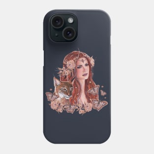 Freya goddess art with lynx by Renee Lavoie Phone Case