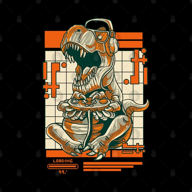 T Rex Gamer Retro Gaming Tyrannosaurus Dinosaur by E