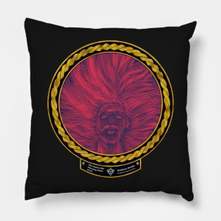 The Dude with Flowing Hair (frame gold celtic rope space) Pillow