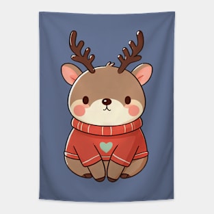 Fat Christmas Deer Tapestry