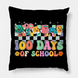 Groovy Happy 100 Days Of School 100 Days Smarter Kids Pillow