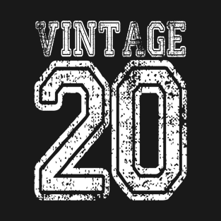 Vintage 20 2020 1920 T-shirt Birthday Gift Age Year Old Boy Girl Cute Funny Man Woman Jersey Style T-Shirt