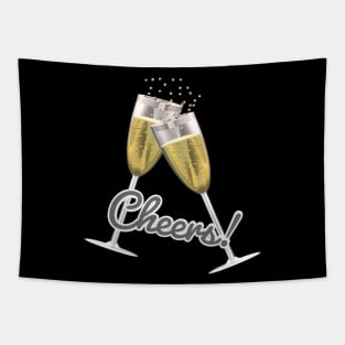 Cheers! Wine Flutes with Bubbly Tapestry