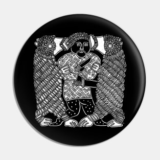 Norse Warrior and Bears from the Torslunda Plates Pin