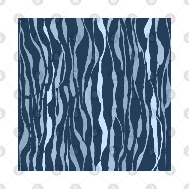 animal print - light blue striped tiger-zebra over navy blue background by marufemia