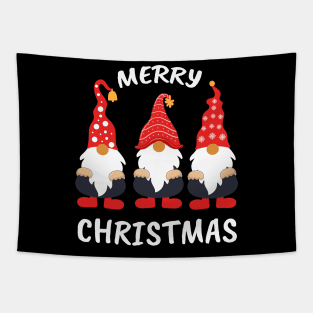 Cute Gnomies Merry Christmas Red Hat Tapestry