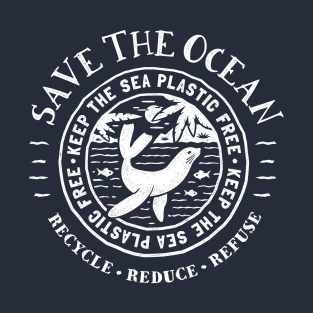 Keep the Sea Plastic Free - Seal Tropical Beach T-Shirt