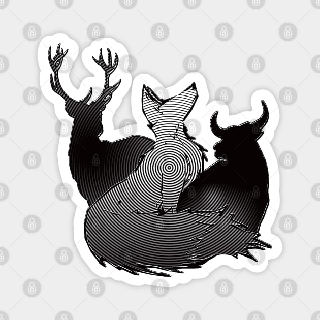 Mesmerizing Stag, Vixen, and Bull design Magnet by Vixen Games