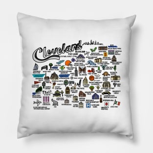 Cleveland Ohio Map Art Pillow