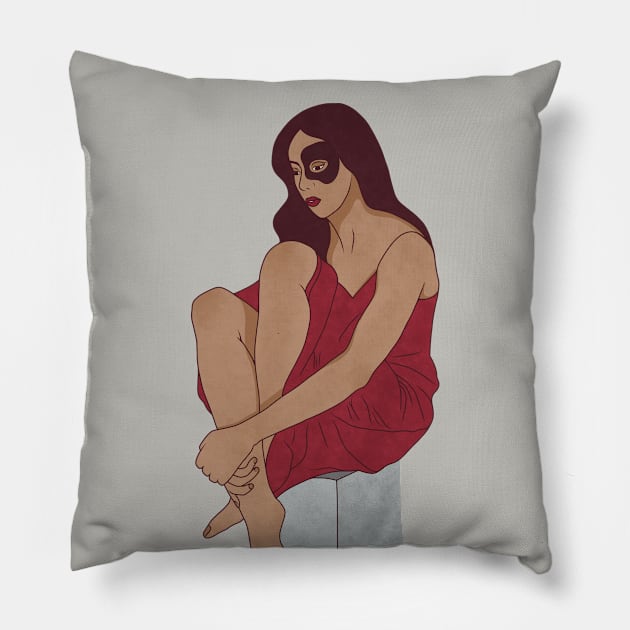 Girl in red Pillow by Magic Inside