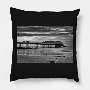 Cromer Pier in black and white Pillow