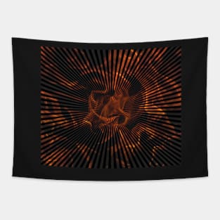 symmetrical vague art structure in vibrant orange and black tones. Tapestry