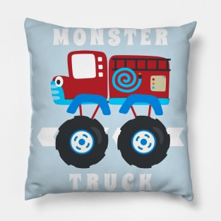 Vector illustration of monster truck with cartoon style Pillow