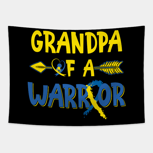 Grandpa Of A Warrior Down Syndrome Awareness Tapestry by nadinecarolin71415