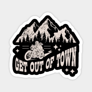 Get Out Of Town Motorcycle Design Magnet