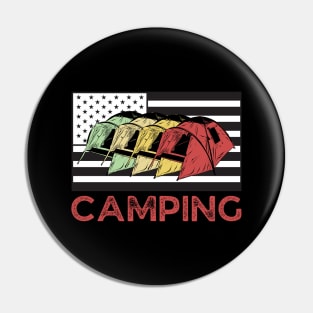 Camping Team Vintage American Flag Pin