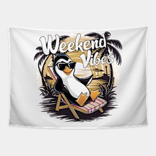 weekend vibes penguin Tapestry