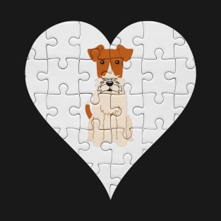 Wire Fox Terrier Heart Jigsaw Pieces Design - Gift for Wire Fox Terrier Lovers T-Shirt