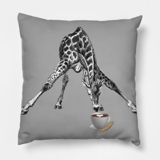 Lispe Giraffeccino - Giraffe Drinking Coffee Pillow