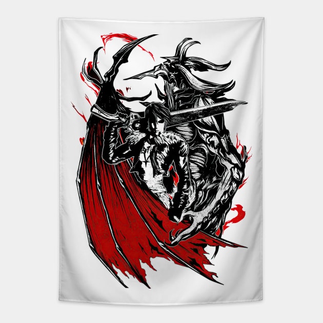 Fantasy Gunblade Hero Tapestry by SkyfrNight