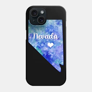 Nevada state map USA heart watercolor blue watercolour Phone Case