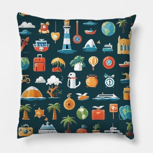 TRAVEL AND TOURISM ICONS Pillow